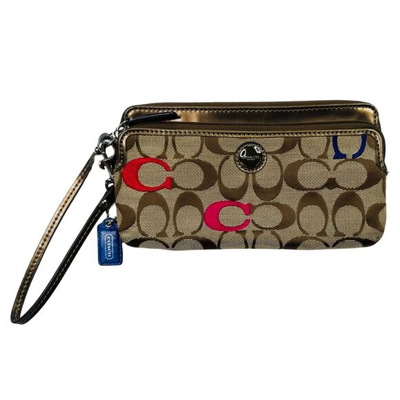 Vintage COACH Poppy Embroidered Signature Wristlet - 8” x 4.5” - Picture 1 of 8